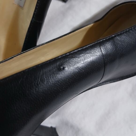 VTG Ann Marino 6 1/2 Black Leather Square-Toe 3" Heel Block Heel Classic - Picture 14 of 14